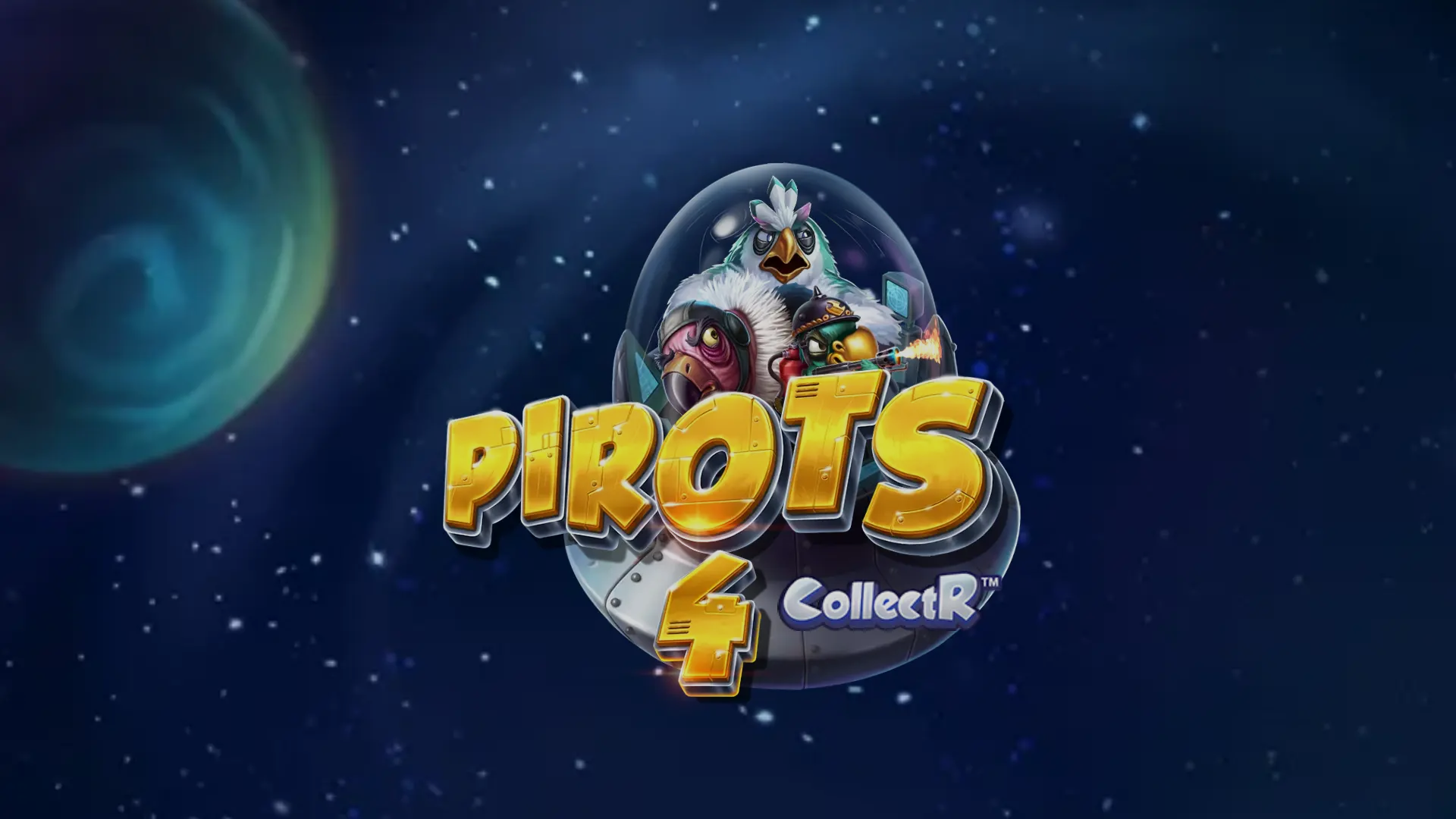 Pirots 4 Slot von ELK Studios mit vier Vögeln in der Raumstation